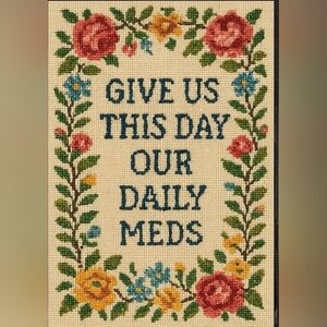 Floral Cross-Stitch Wall Art Print